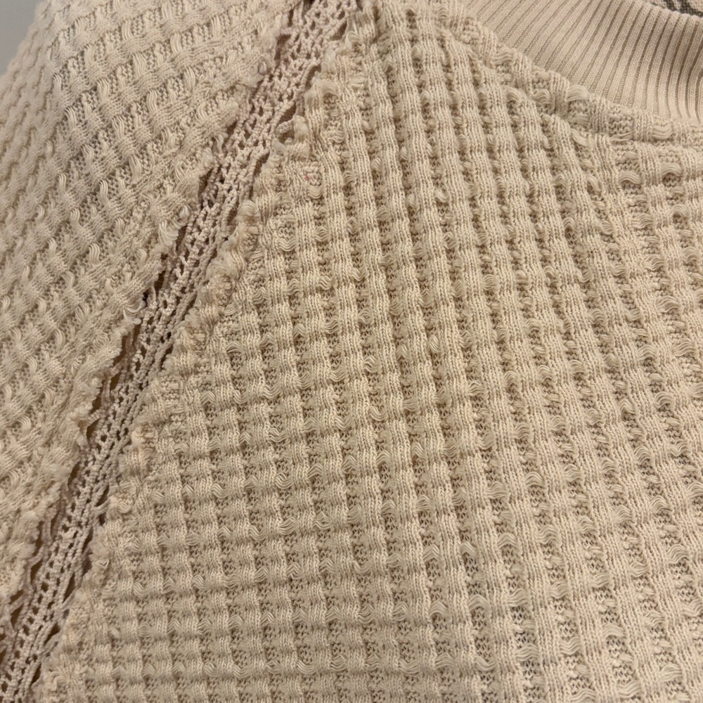 American Eagle Big Hug waffle knit notch neck oversized top sweatshirt M - Picture 4 of 12